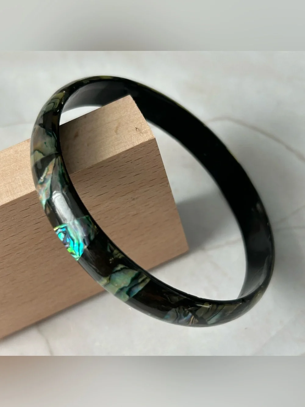Paua Shell Black Bangle